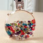 Fancy Color Round Perfume Bottle Pendant Necklace..