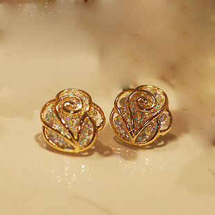 The Fashion Rhinestone Camellia Earrings &stud [grdx02043]