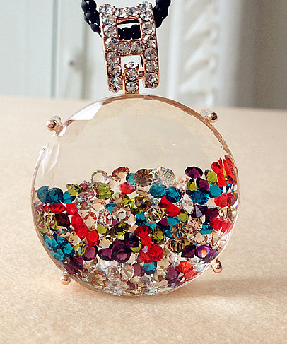 Fancy Color Round Perfume Bottle Pendant Necklace [grhmf2100002]
