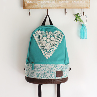 [ Grd03052]fashion Green Backpack With Crochet